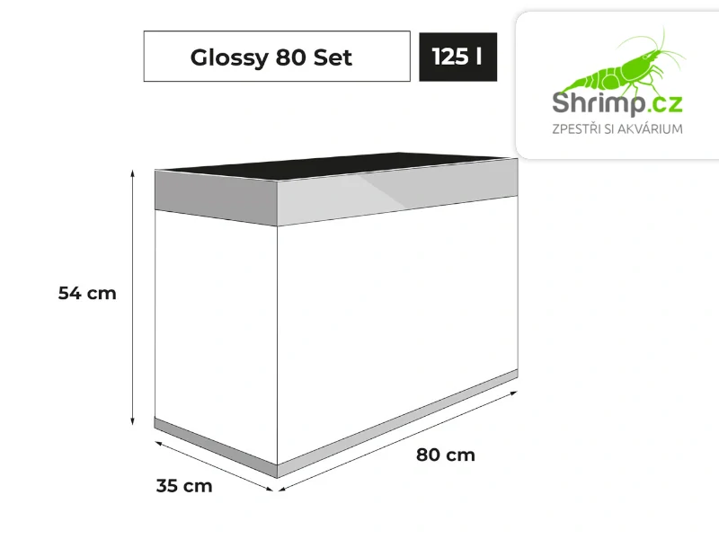 Aquael Akvarijní set Glossy 80 šedý, 125 l
