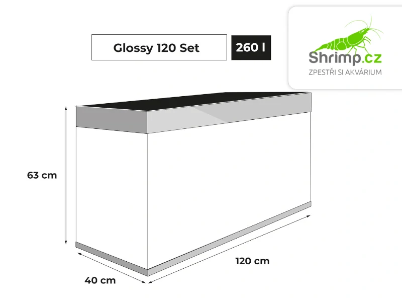 Aquael Akvarijí set Glossy 120 šedý, 260 l